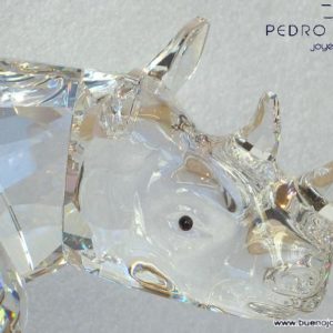Figura cristal Swarovski Rhino con base y maleta