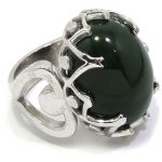 Anillo Plata de Ley 925 Jade Nefrita verde oscuro