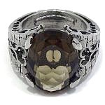 Anillo de plata de Ley 925 con Cuarzo oval Fumé