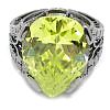 Anillo plata 925 rutenio con circonio cúbico verde
