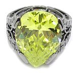 Anillo plata 925 rutenio con circonio cúbico verde