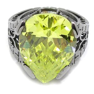 Anillo plata 925 rutenio con circonio cúbico verde