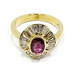 anillo oro amarillo rubi diamantes