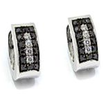 Pendientes oro blanco diamantes blancos negros