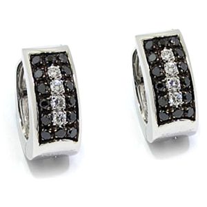Pendientes oro blanco diamantes blancos negros