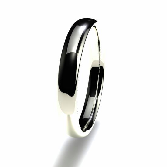 Anillo alianza oro blanco 18K 3mm seccion oval n12
