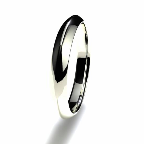Anillo alianza oro blanco 18K 3mm seccion piramidal n12