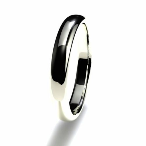 Anillo alianza oro blanco 18K 3mm seccion redonda alta n12