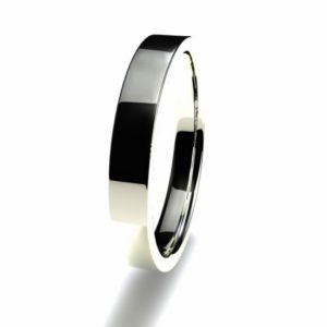 Anillo alianza oro blanco 18K 3mm seccion rectangular n12