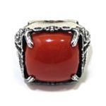 Anillo de plata 925 de filigranas con pasta de coral