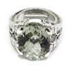 Anillo de plata 925 galeria con amatista verde