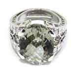 Anillo de plata 925 galeria con amatista verde