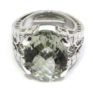 Anillo de plata 925 galeria con amatista verde