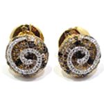 Pendientes de oro rosa 18k con espiral de diamantes blancos y color