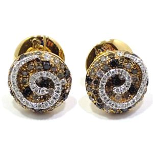 Pendientes de oro rosa 18k con espiral de diamantes blancos y color