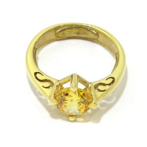 Anillo de plata 925 chapada en oro con circonita amarilla