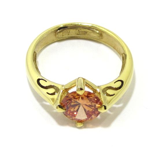 Anillo de plata 925 chapada en oro con circonita anaranjada