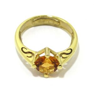 Anillo de plata 925 chapada en oro con circonita miel