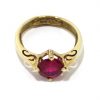 Anillo de plata 925 chapada en oro con circonita roja