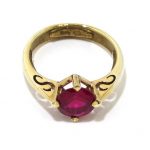 Anillo de plata 925 chapada en oro con circonita roja