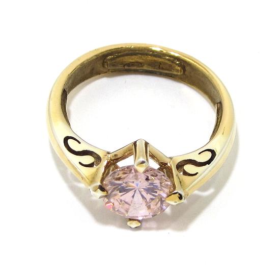 Anillo de plata 925 chapada en oro con circonita rosa claro