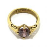 Anillo de plata 925 chapada oro con circonita rosa oscuro