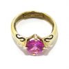 Anillo de plata 925 chapada en oro con circonita rosa