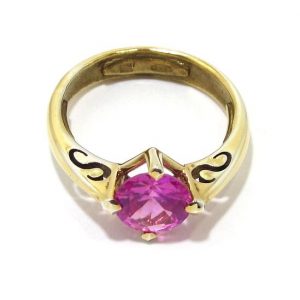 Anillo de plata 925 chapada en oro con circonita rosa