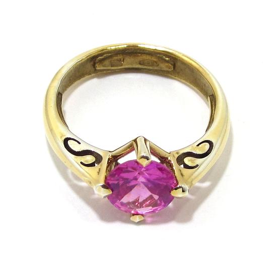 Anillo de plata 925 chapada en oro con circonita rosa