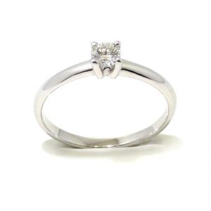 Anillo solitario oro blanco 18K diamante talla brillante 0,22 ct