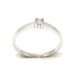Anillo solitario oro blanco 18K diamante talla brillante 0,05 ct
