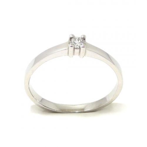 Anillo solitario oro blanco 18K diamante talla brillante 0,05 ct