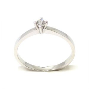 Anillo solitario oro blanco 18K diamante talla brillante 0,05 ct