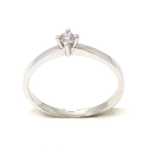 Anillo solitario oro blanco 18K diamante talla brillante 0,05 ct