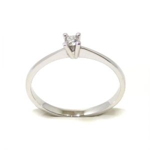 Anillo solitario oro blanco 18K diamante talla brillante 0,05 ct