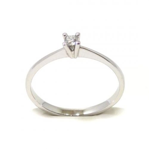 Anillo solitario oro blanco 18K diamante talla brillante 0,05 ct