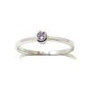 Anillo solitario oro blanco 18K diamante talla brillante en chaton 0,05 ct