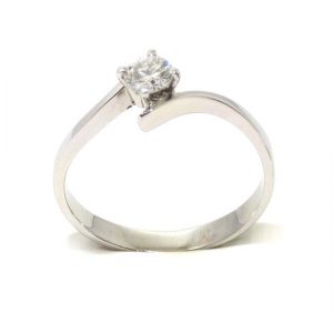 Anillo solitario oro blanco 18K diamante talla brillante 0,25 ct
