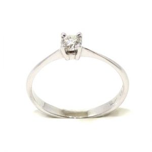 Anillo solitario oro blanco 18K diamante talla brillante 0,21 ct