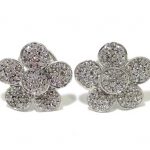 Pendientes oro blanco 18K con diamantes flor