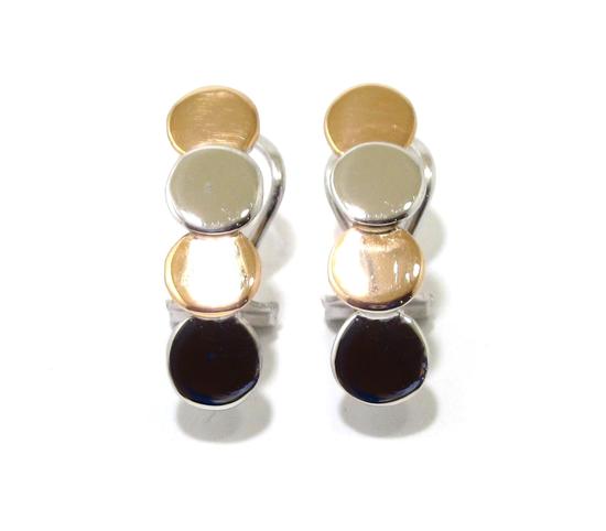Pendientes oro blanco/rosa circulos - Imagen 2