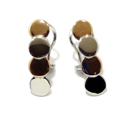 Pendientes oro blanco/rosa circulos - Imagen 3