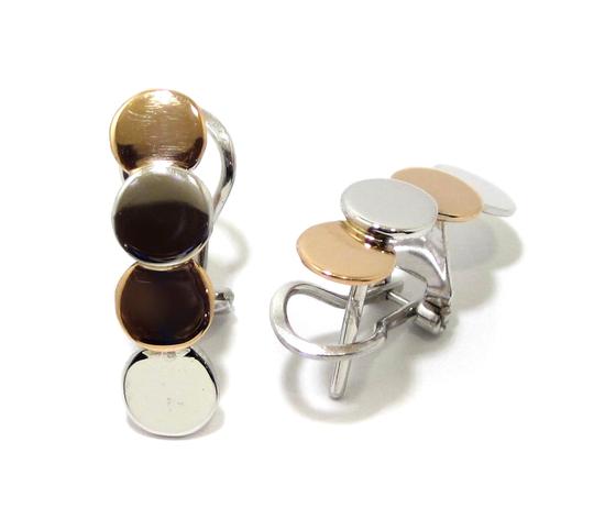 Pendientes oro blanco/rosa circulos - Imagen 6