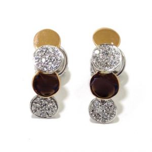 Pendientes oro blanco/rosa 18K circulos con diamantes