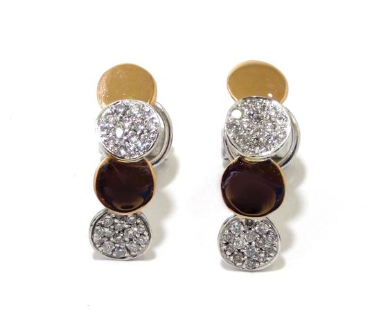 Pendientes oro blanco/rosa 18K circulos con diamantes