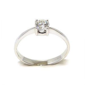 Anillo solitario oro blanco 18K con diamante talla brillante 0,40ct