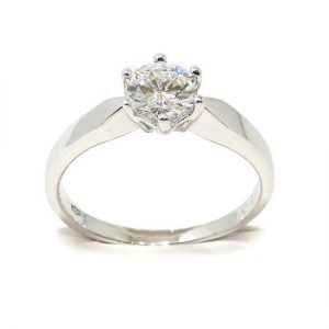 Anillo solitario oro blanco 18K con diamante talla brillante 0,73ct