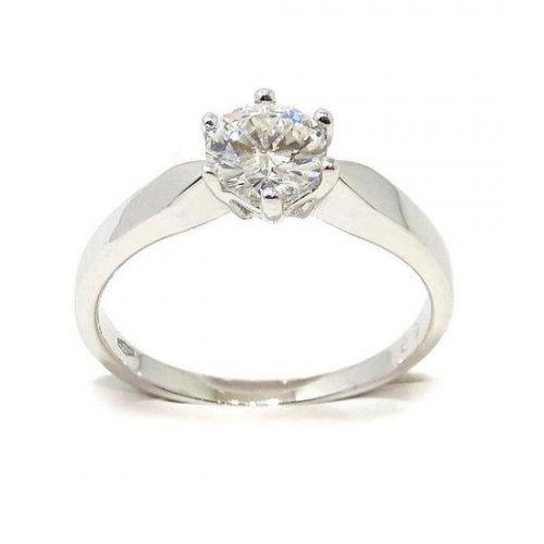 Anillo solitario oro blanco 18K con diamante talla brillante 0,73ct