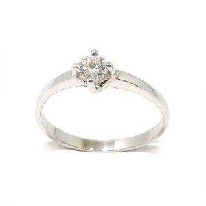 Anillo solitario oro blanco 18K con diamante talla brillante 0,27ct