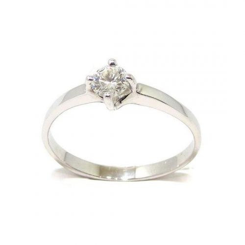 Anillo solitario oro blanco 18K con diamante talla brillante 0,27ct